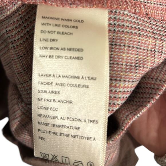 Free People Sevi Plaid Mini Dress Women's XL Drop Waist Belt Pleated Pink NEW - Picture 8 of 8